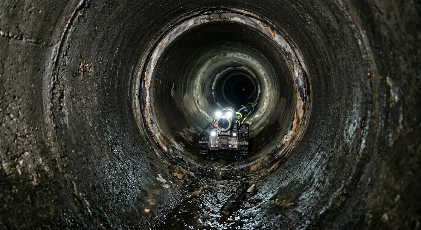 Robotic sewer camera inspecting pipe interior for Sewer Line Repair in Michigan City
